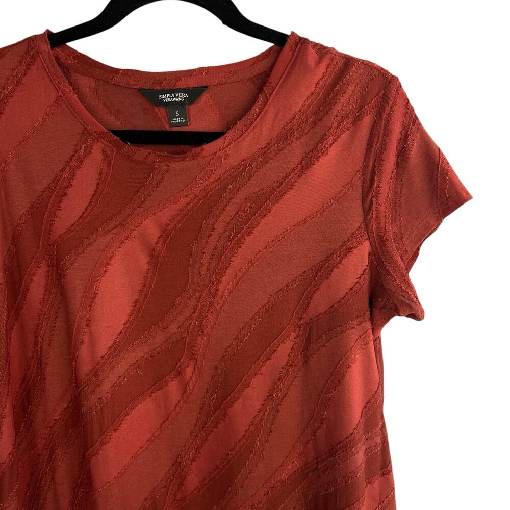 Simply Vera Vera Wang Textured Short Sleeve Tee Size S - Picture 2 of 7